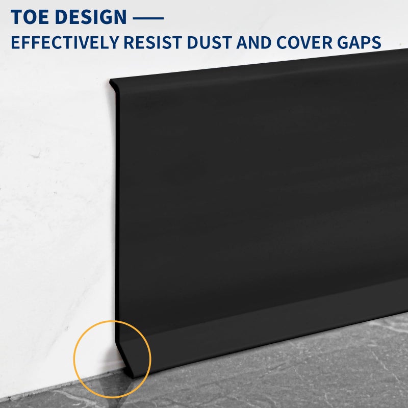 Heonay Flexible Baseboard Molding Trim  4 Inch Self-Adhesive Vinyl Wall Base  Peel and Stick Cove Base  Rubber Wall Base  Baseboard Moulding Trim (40Ft  Black) - Image 4
